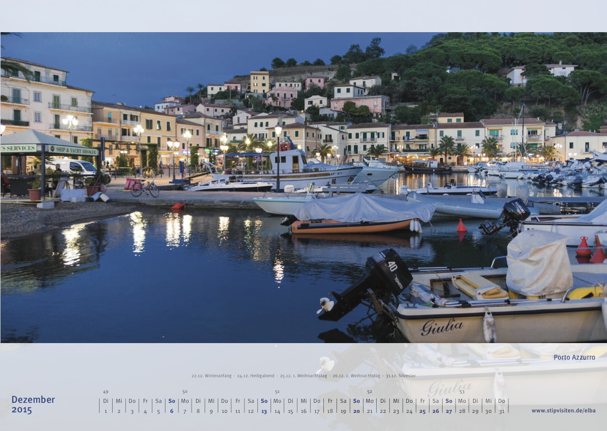 Dezemberblatt Kalender 2015 –Elba